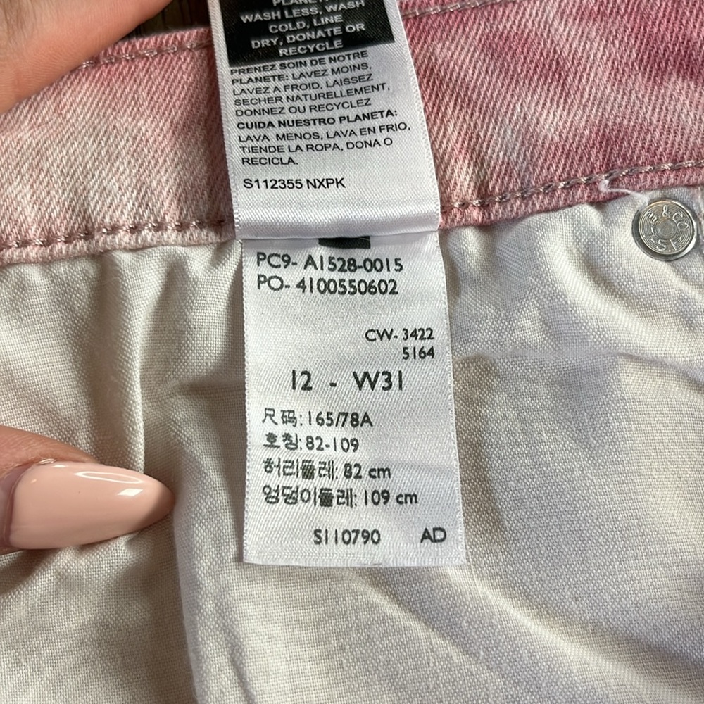 Levi’s pink tye dye heritage high rise raw denim shorts sz 12 | grunge festival - Picture 10 of 10